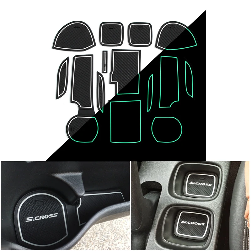 Non-slip Auto Interior Door Gate Pad Cup Mat For Suzuki SX4 S-Cross 2014 2015 2016 2017 2018 2019 SX 4 S Cross Car Accessories