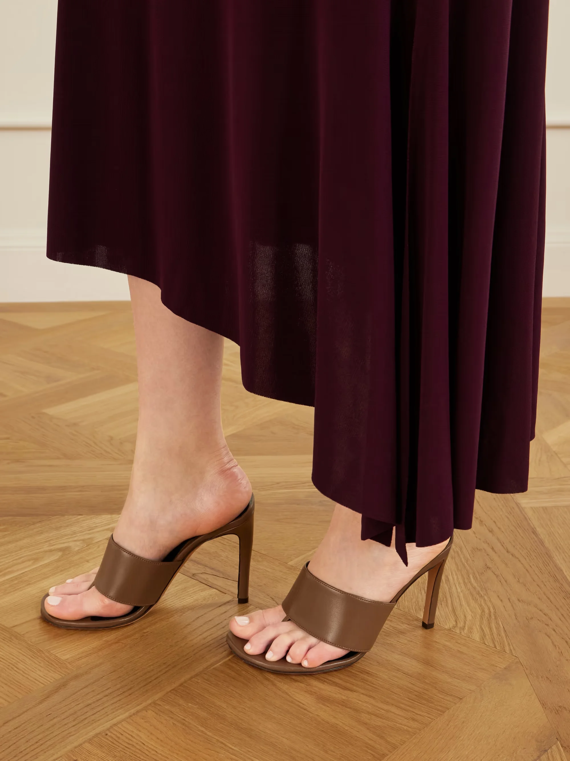 Black leather thong sandals for women summer new in Khaki high heels luxury designer causal dress sexy soft slippers on offer view 4