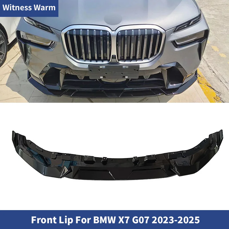 Pour BMW X7 G07 2023-2025 ABS noir brillant voiture lèvre de pare-chocs avant becquet avant lèvre tablier corps Kits