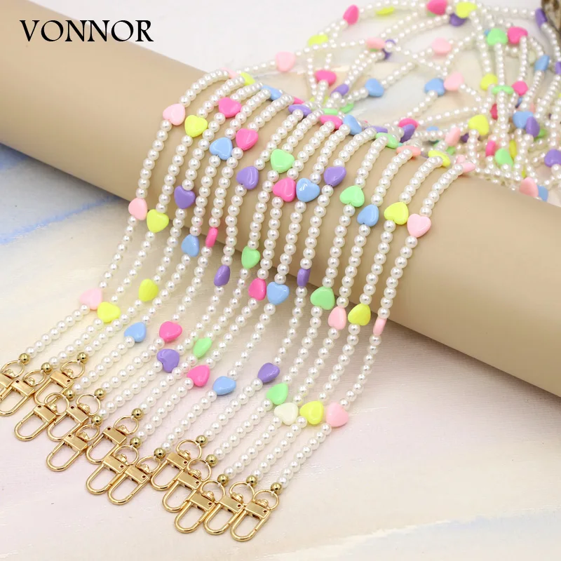 120cm Shoulder Strap Phone Chain Colorful Acrylic Heart Mobile Phone Case Chain Lanyard for Bag Phone Lovely Girls Jewelry