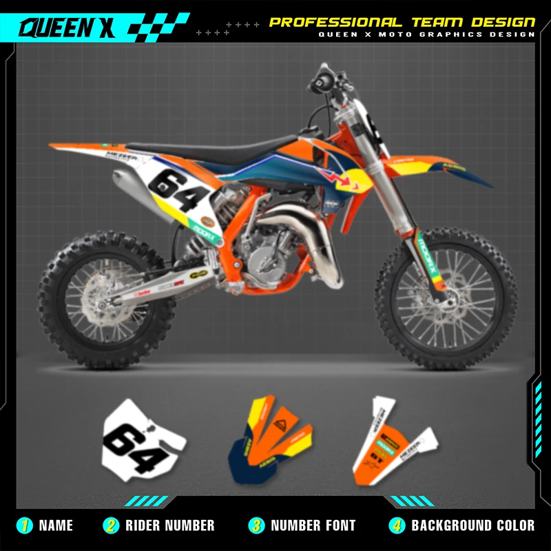 

Queen X MOTOR для KTM SX65 SX 65 2016 2017 2018 2019 2020 2021 2022 2023 мотоциклетные графические фоновые наклейки, наборы наклеек