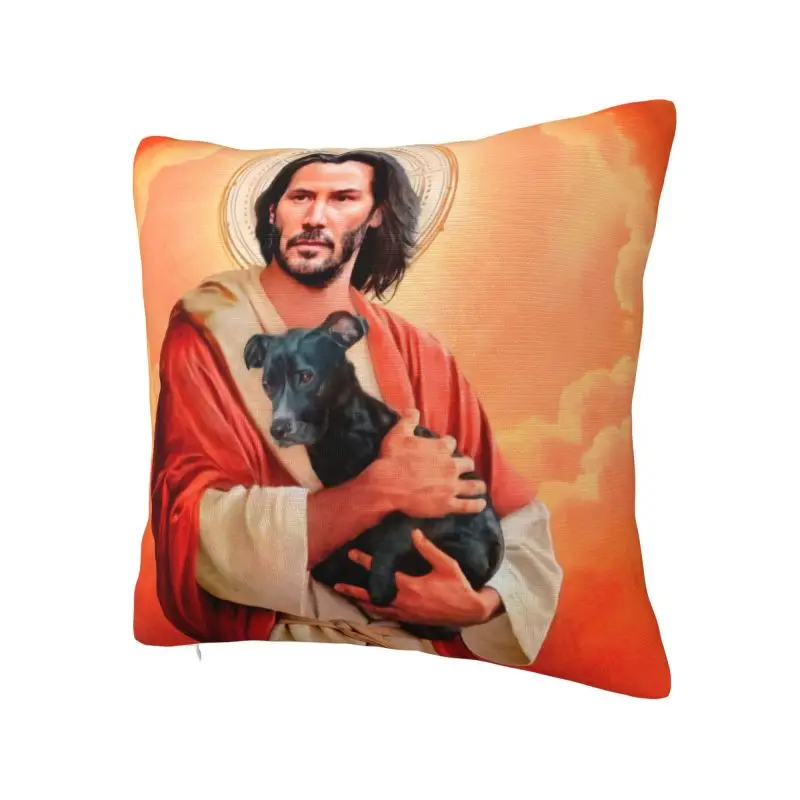 Modern Jesus Saint Meme Keanu Reeves Sofa Cushion Cover Velvet Pillow Case Living Room Decoration