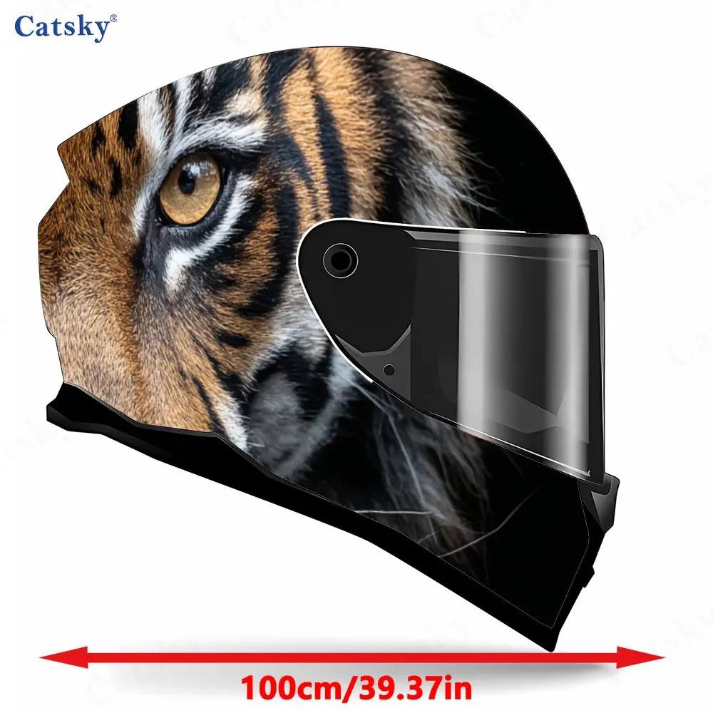 Tiger Dominant Art Helmet Vinyl Wraps, Waterproof Scratch-Resistant Full Face Helmet Decals, Durable PVC Decoration Protection H