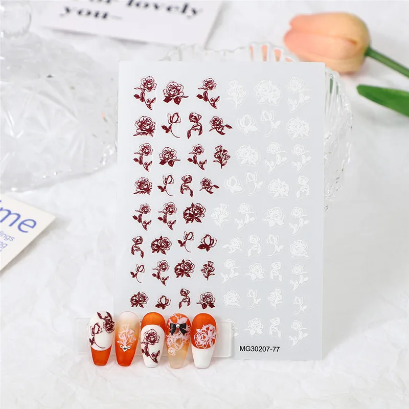 New Chinese Style Nails Flower Self-adhesive Stickers Manicure Decals Waterproof Design Nail Art Decoration Sliders