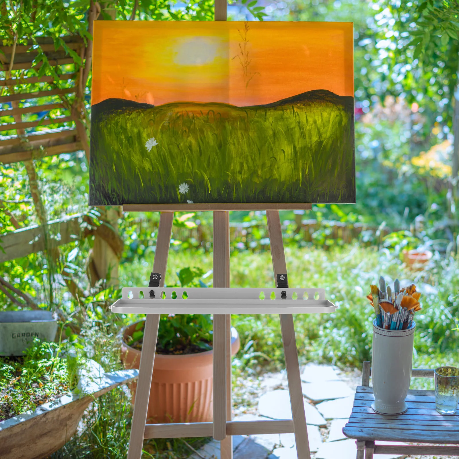 

Easel Tray Lightweight Removable Design Storage Solution Table Top Easel Painting Organizer Supplies Bath Counter Display