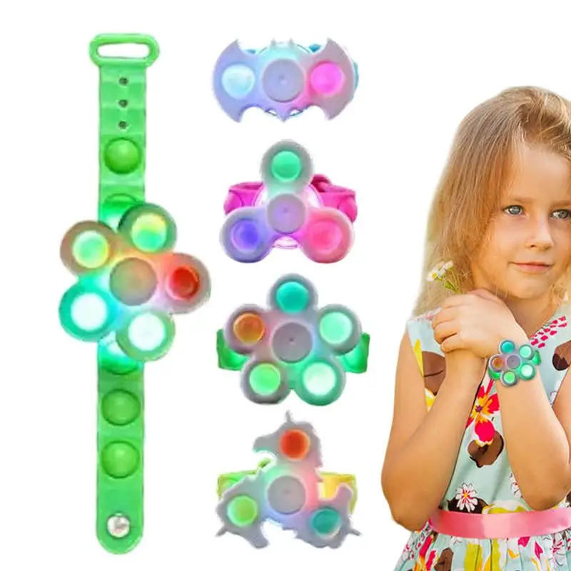 Bracciale Bracciale leggero Braccialetti sensoriali Fidget Light Up Fidget Spinner Ragazze Braccialetti Spinner LED Figet Toys Antistress Pop