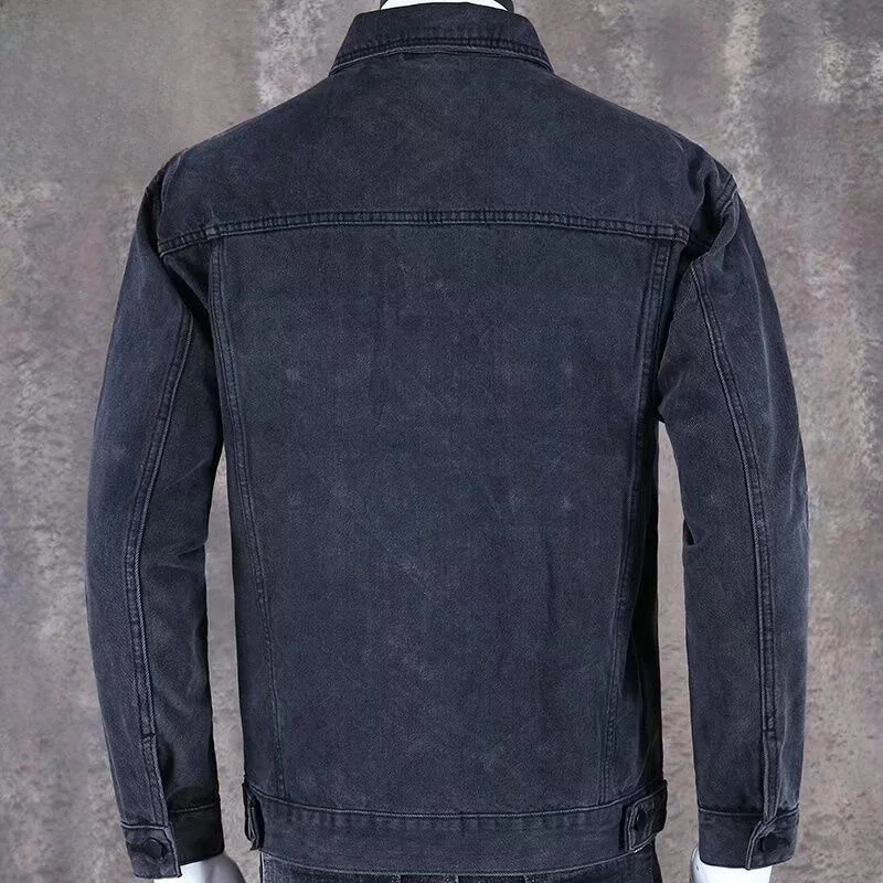 

Xiyue Men's Thiened Denim Jaet Autumn Winter Coat Large Size Spring Summer Jeans Clothing Youth Faion Polyester Fabric