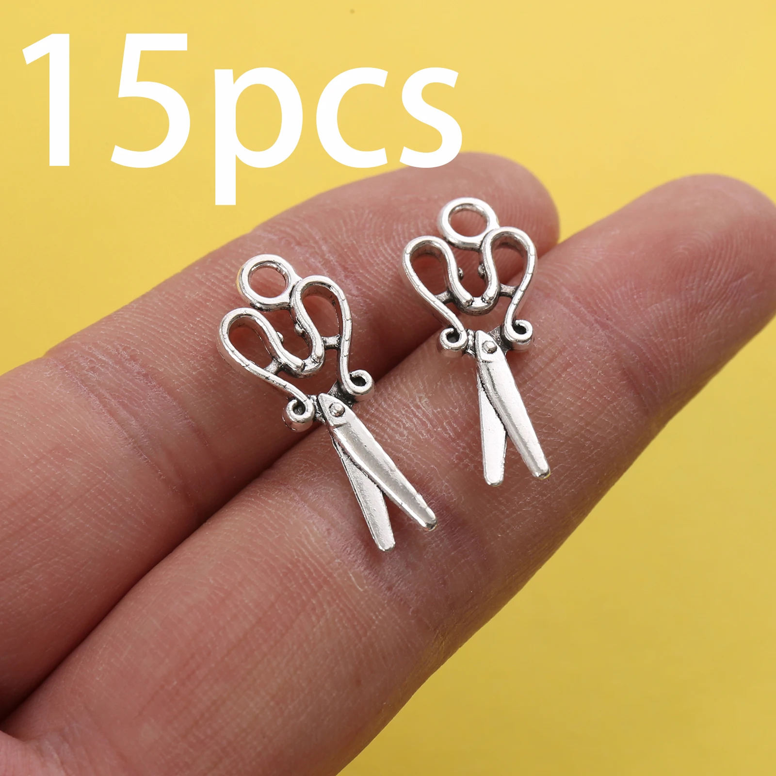 15 Vintage Hollow-Out Hairdressing Scissors Charms, Mini Pendants for Hairdressing Scissors, Suitable for DIY Bracelets, Necklaces, Earrings, and Accessories for the Hairdressing Industry