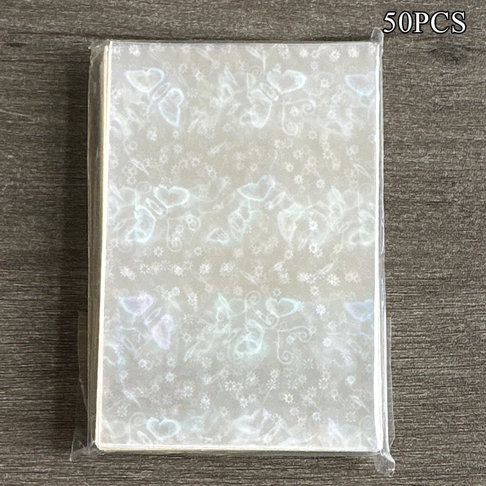 50Pcs/pack Kpop Toploader Glittery Butterfly Photocard Sleeves Idol Photo Cards Protective Storage Bag Card Protector Stationery