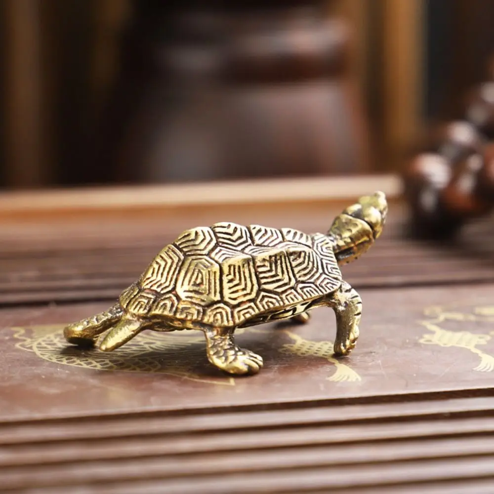Creative Living Room Longevity Turtle Car Decoration Tea Pet Brass Tortoise Desktop Ornaments Turtle Figurines Tortoise Statue