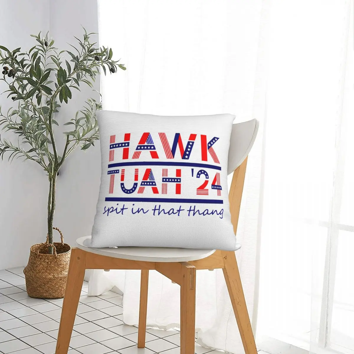 Retro Hawk Tuah 24 Spit On That Thang Square Pillow Case Polyester Cushions for Sofa Customized Pillowcover Home Decor