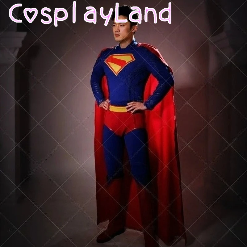 

Superhero Clark Kent Cosplay Costume Man Jumpsuit Bodysuit Cloak Belt Shoes Carnival Halloween Costumes Comic Con Battle Suit