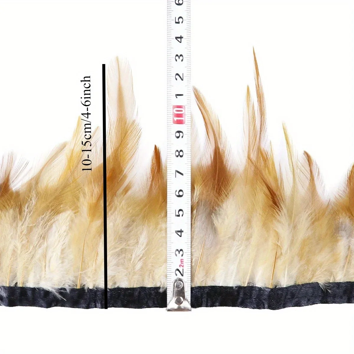 1 メートルふわふわオンドリの羽リボンフリンジ 10-15 センチメートル Tassless 工芸品ドレス装飾ナチュラルカラーチキン羽アクセサリー