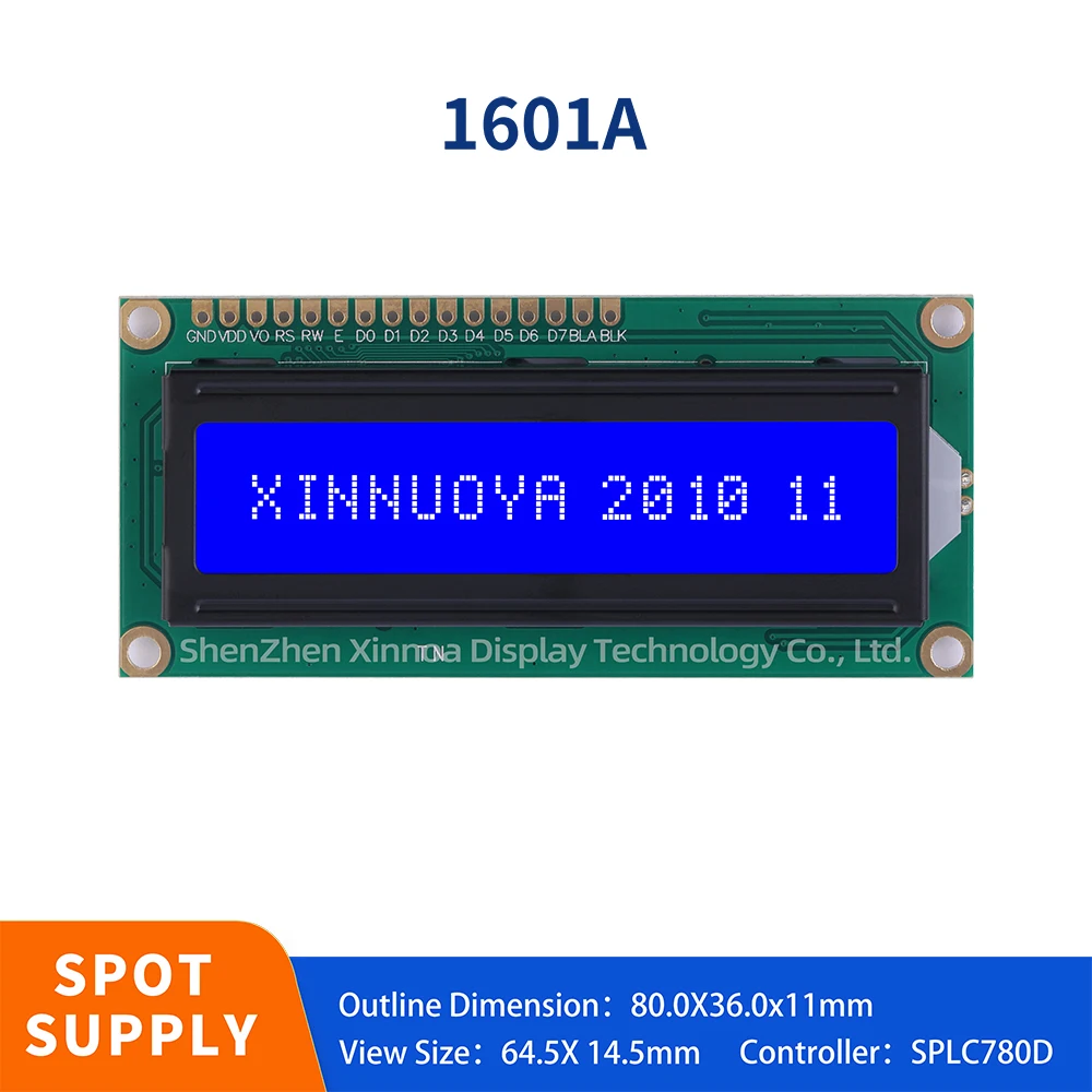 Supply Stable Lcd Module Btn Black Film 16X1 Dot Matrix Character Lcm1601A Display Module 80 * 36 1.5 Inches