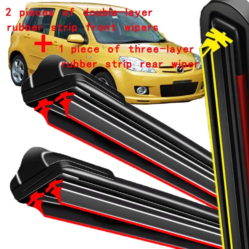 

For Mazda 2 Demio DY 2002-2007 2003 2004 2005 Wiper Front & Rear Wiper Blades Windshield Windscreen Window Brushes 24"+16"+14"