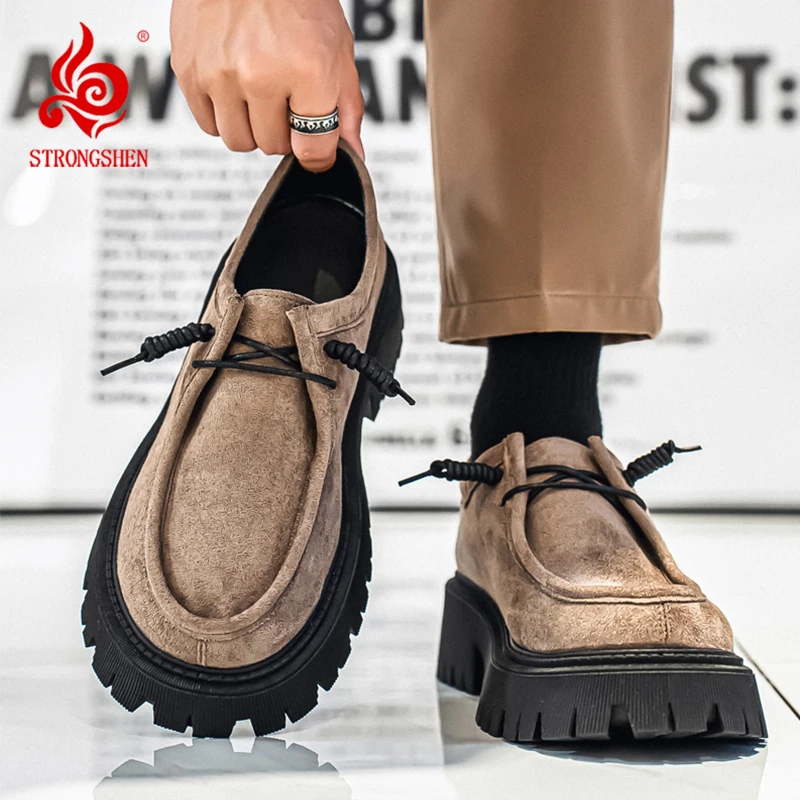 

Retro Kangaroo Shoes Men Suede Casual Shoes Platform Autumn Designer Shoes Man Slip-On Round Toe Birken Shoes Zapatos Hombre
