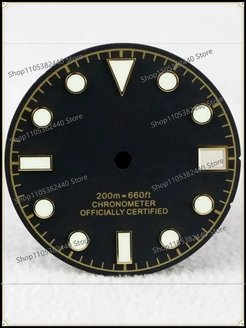 For NH35 NH36 Watch Dial 28.5mm, Blue Green Luminous Vintage Dial Replacement