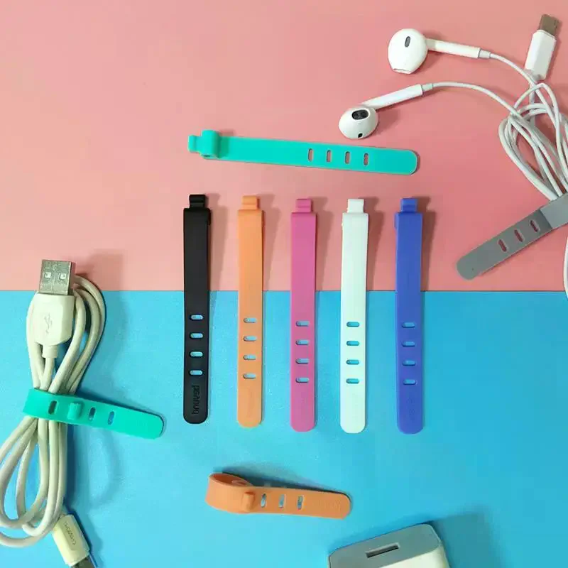 Silicone Charging Cable Winder 20pcs Organizer Cord Strap Flexible Wire Management for Home Office Workstation