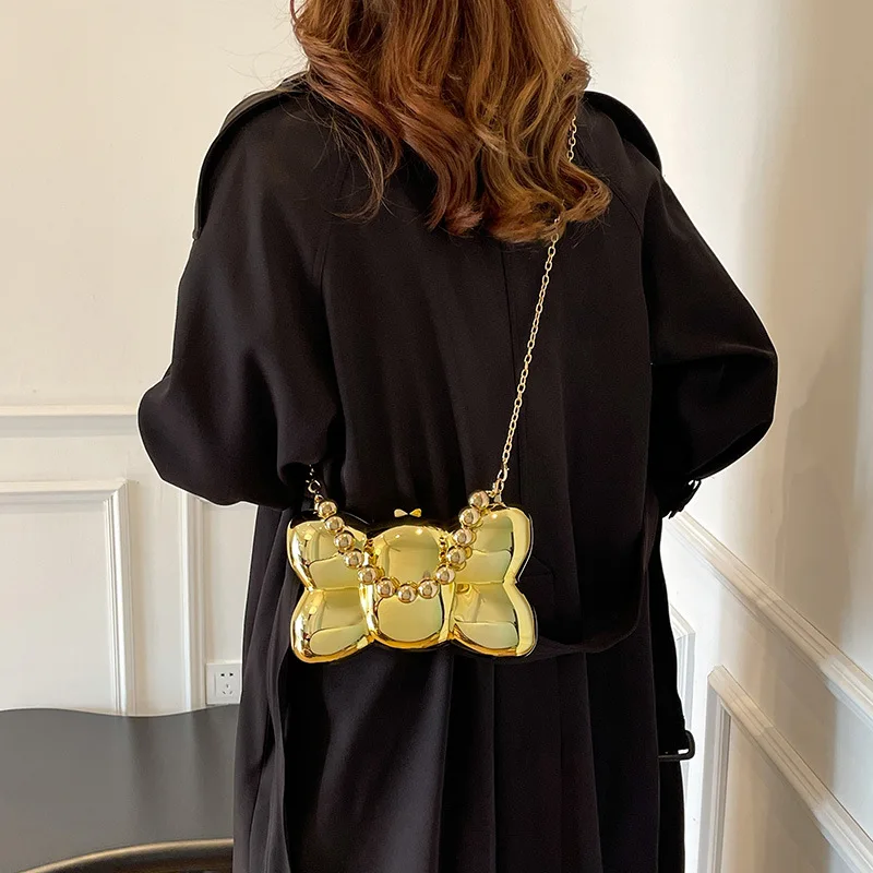 Acrylic Butterfly Shape Clutch Bag Gold Silver Blue Women Evening Party Cute Metal Shiny Purse Handbag 2025 Wholesale Clutch Bag