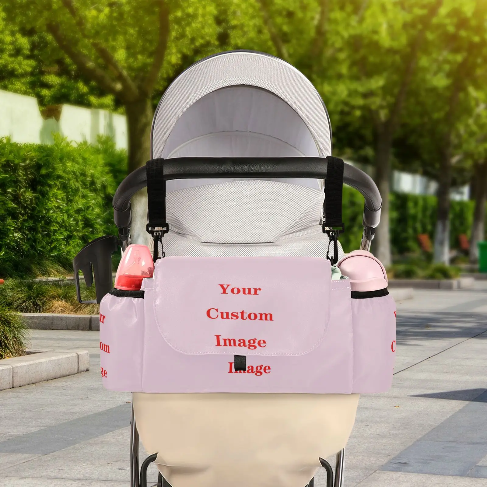 Universal Buggy Baby Stroller Organizer Custom Bottle Holder Multipurpose Baby Stroller Accessory Caddy Storage Bag Mummy Bag