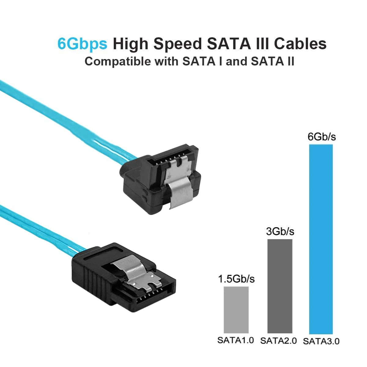 SATA-III Cable SATA3 6Gbps Cables Flexible SATA Cable Straight SATA SSD Cable Thin-SATA Adapter with Locking Latch for SSD, HDD