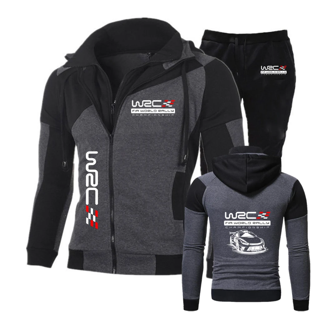World Rally Championship WRC Personality Diagonal Zipper Anti Collision Shirt Hooded Drawstring Sports Hoodies Pants Suits
