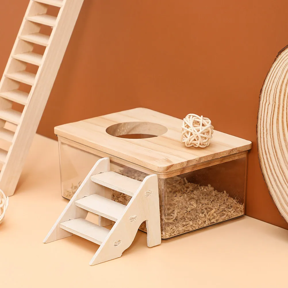 1Set Hamster Sand Bath Box Transparent Dust Bath Container Multifunctional Resting Bathing Space for Hamster Chinchilla Gerbil