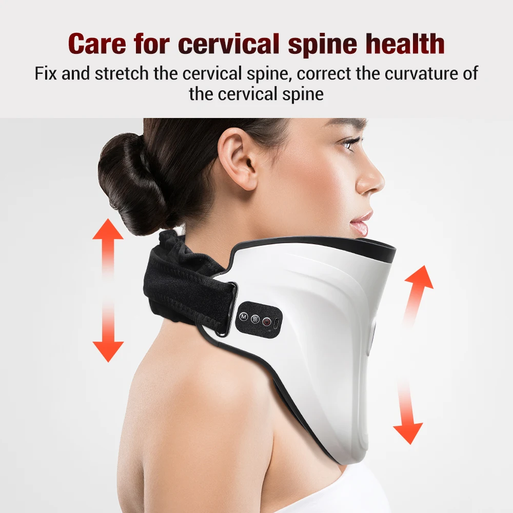 Electric Air Pressure Neck Brace with Remote Control Cervical Protector Hot Compress Posture Correction Support Health Care