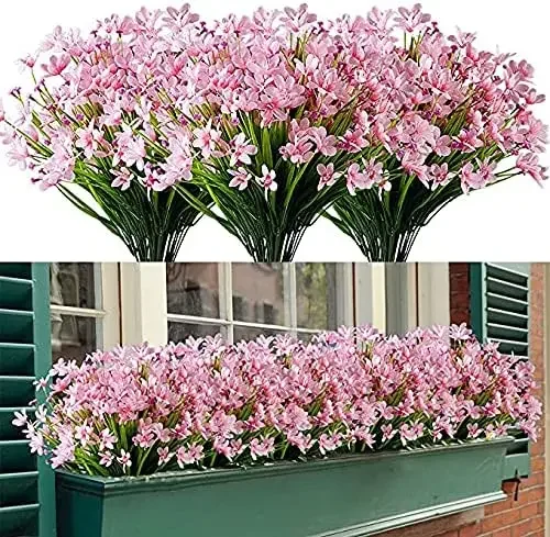 

8PCS Bundles Artificial Daffodils Flowers Greenery UV Resistant Silk Cloth Plants for Wedding Bridle Bouquet Kitchen Office