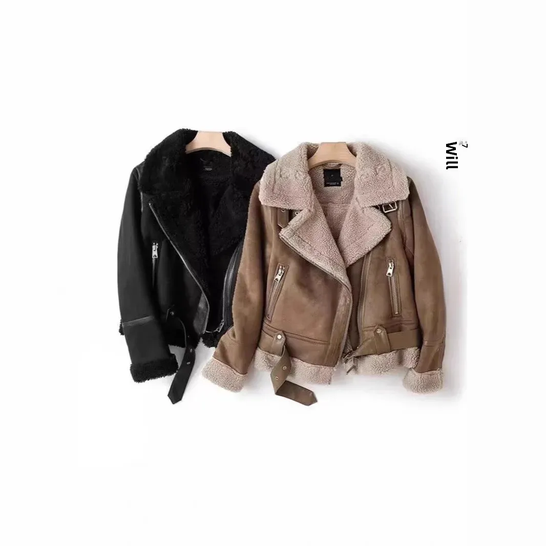 Amazon Cross-Border New Arrival Autumn/Winter Chamois Leather Fleece-Lined Thickened Fur Integrated 