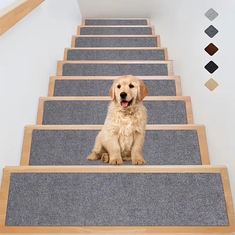 1PC 20X100cm Non-Slip Stair Treads Set with Edge Protectors - Peel & Stick Wood Step Pads for Indoor Stairs