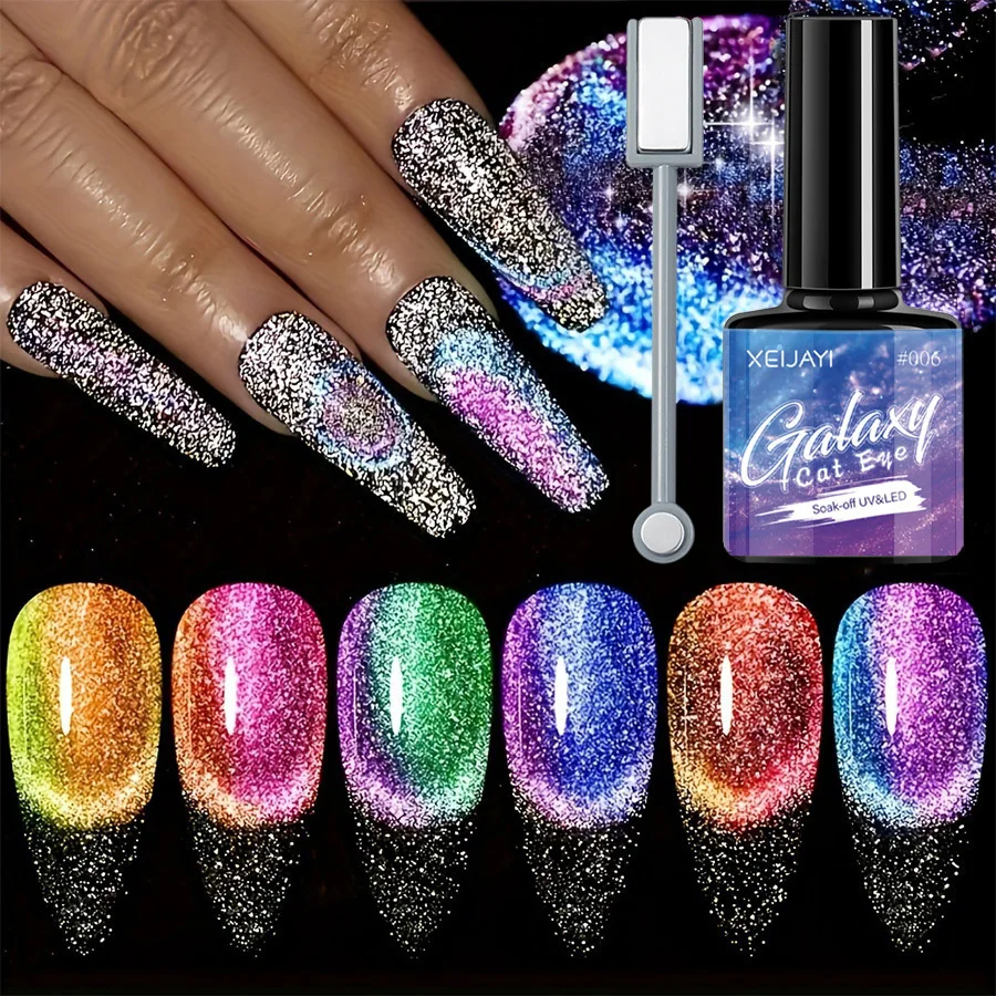 6 Colors/9D Sparkling Glitter Sequins Gel Nail Polish Explosive Shining Colorful Long Lasting Manicure Nail Art UV Gel Varnish