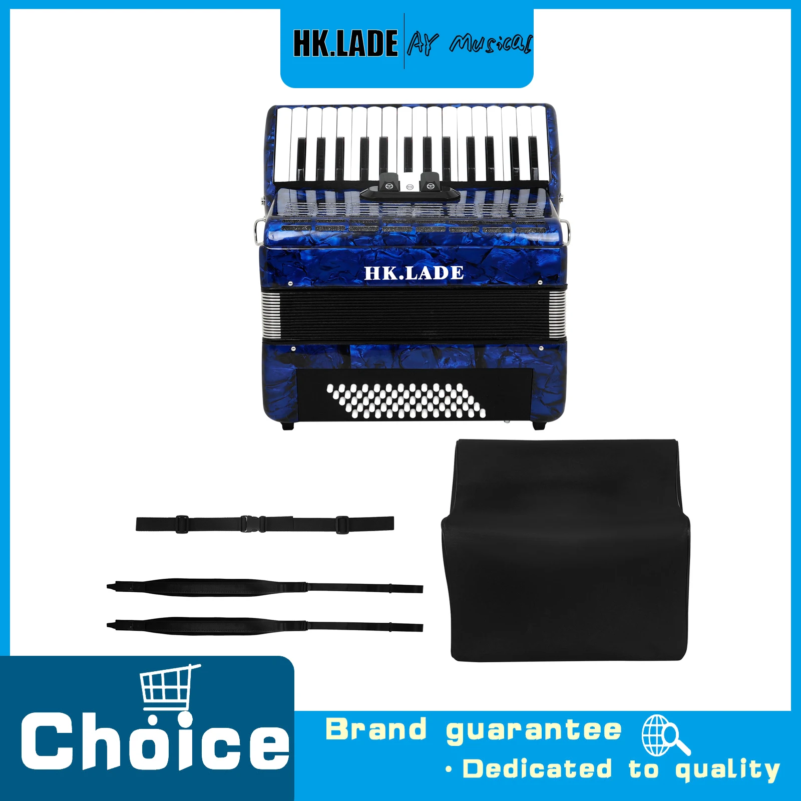 HK.LADE AH-70 30 Keys 60 Bass Accordion 3 Tone Regulators Complete Instrument Set with Bag Shoulder Straps for Accordion Lovers