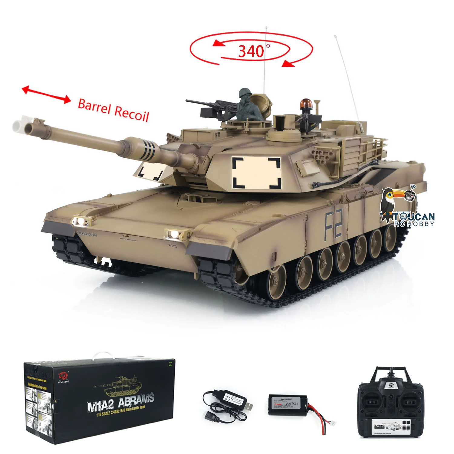 Heng Long – réservoir RC en plastique M1A2, Abrams 1/16, 2.4Ghz, 7.0, 3918, TH17789-SMT4