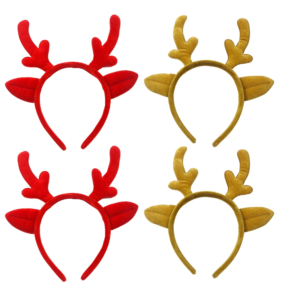 

4Pcs Elk Ear Headband Deer Antlers Costume Christmas Party Headdress Hair Hoop Styling Tool Lightweight Safe Fit