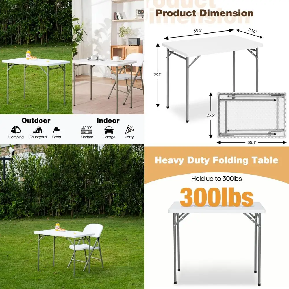 

Portable Folding Table with HDPE Top and Steel Legs, Ideal for Camping, Picnics, Parties, Indoor and Outdoor Use