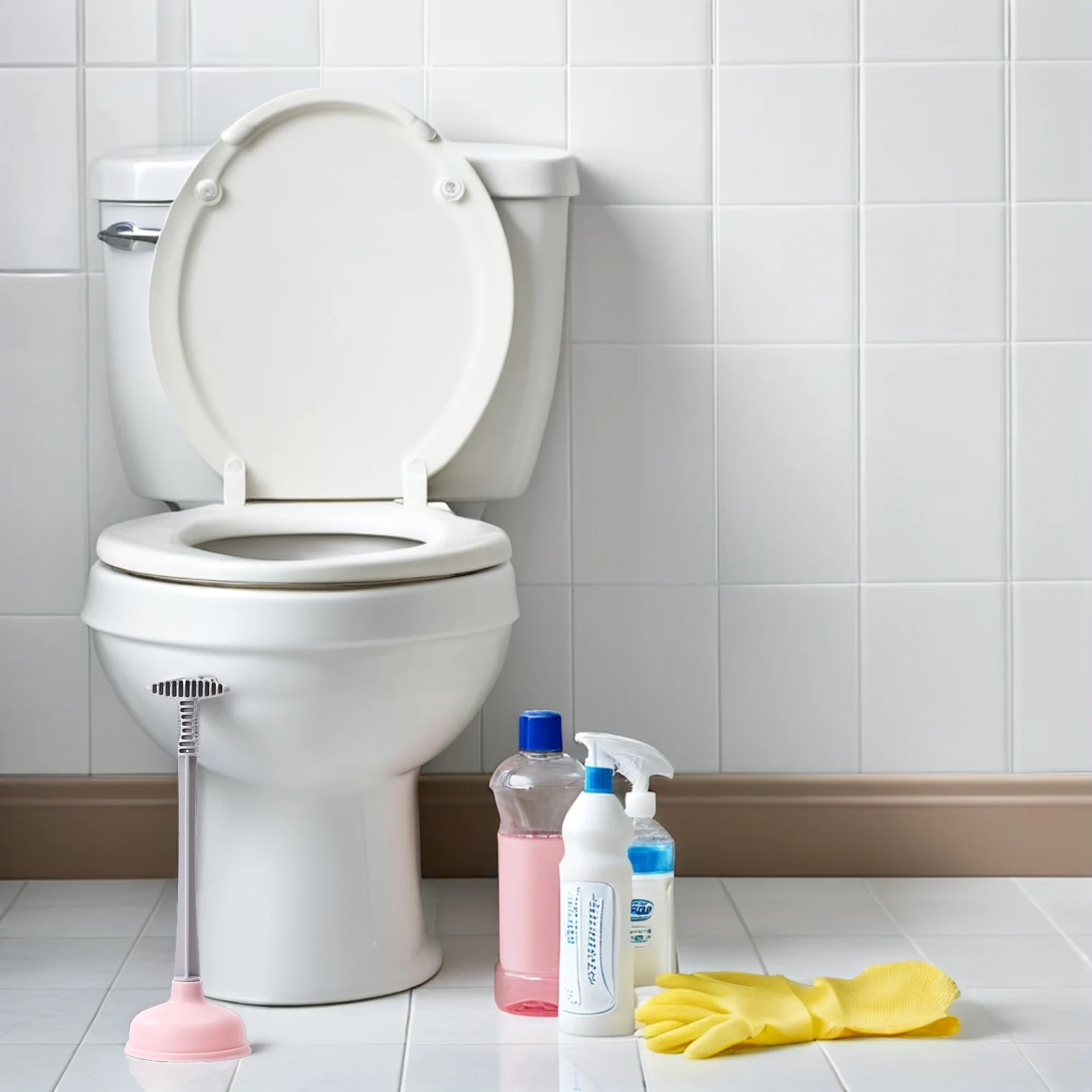 

Toilet Long Handle Premium Rubber Suction Cup For Clogged Drain Cleaning Bathroom Kitchen Hotel Restaurant Use Clogging