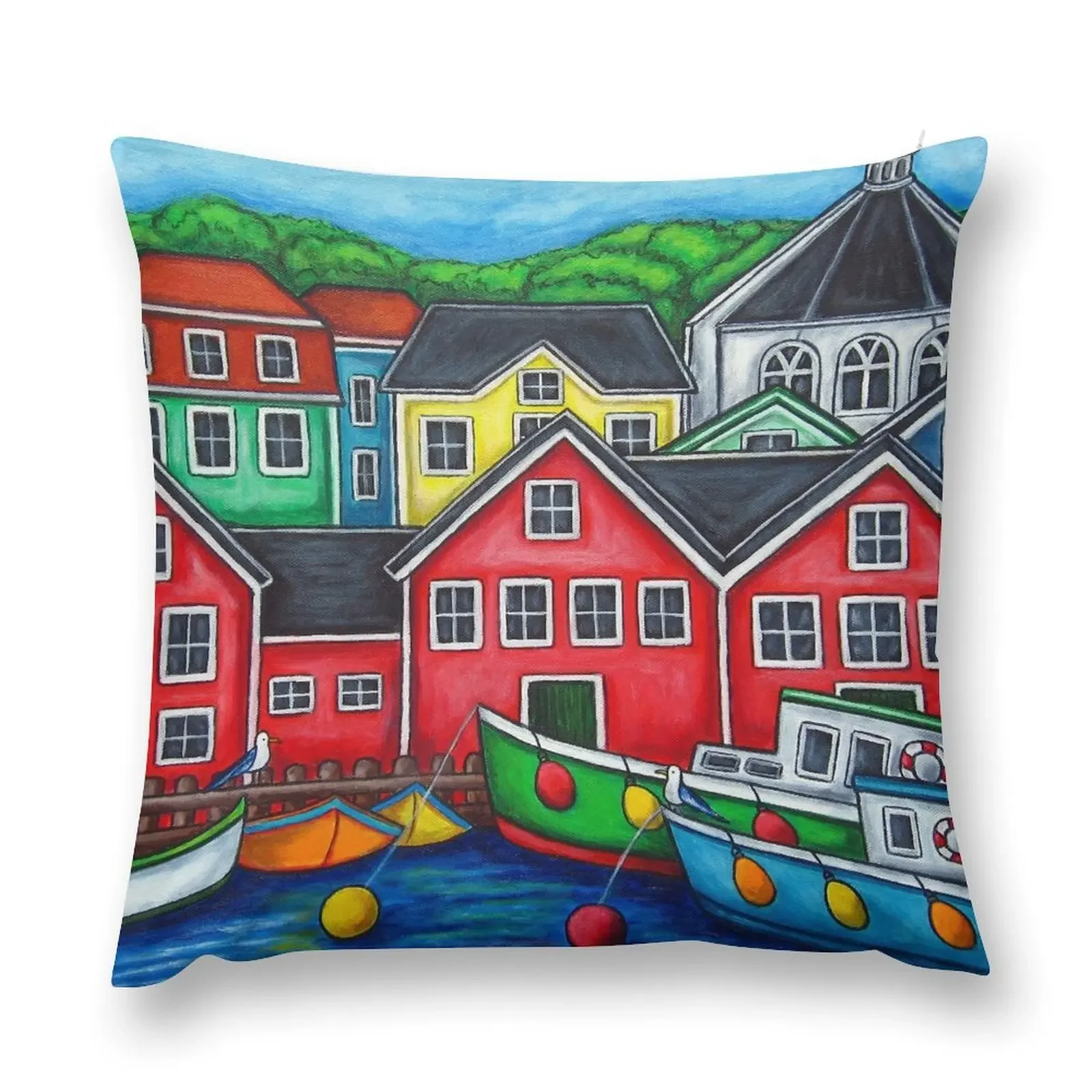 Colours of Lunenburg, Nova Scotia Throw Pillow Decorative Sofa Cushions pillows decor home anime girl pillow