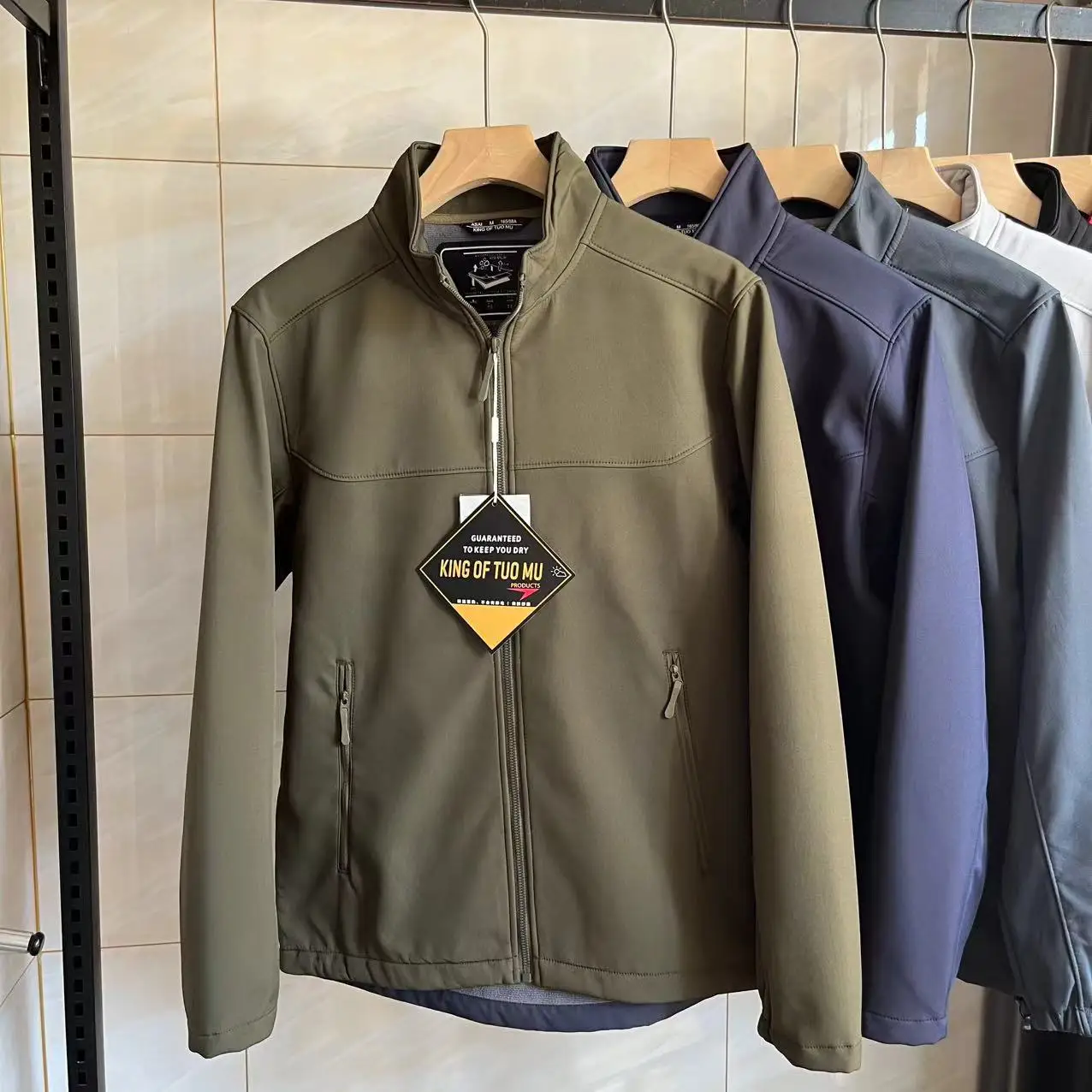 

Outdoor Men's Fce Lined Thiened Stand Collar Soft ell Jaet Windproof Waterproof Autumn Winter Outerwear Coat Zipper ...