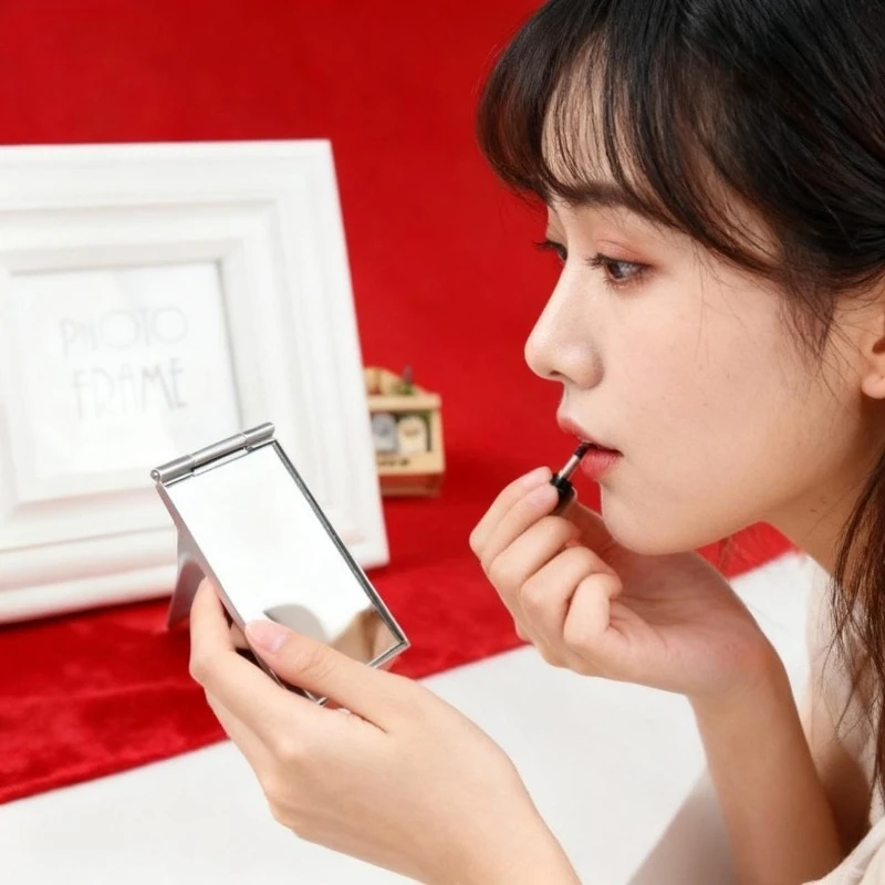 الألومنيوم مرآة قابلة للطي جيب مرايا ماكياج صغيرة محمولة السفر اليد مرآة صغيرة الغرور أدوات التجميل المدمجة قابلة للطي #3