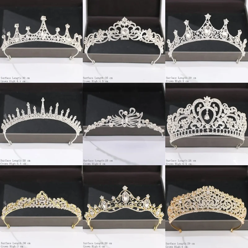 Zilveren Gouden Kleur Kroon En Tiara Haaraccessoires Voor Vrouwen Bruiloft Accessoires Kroon Voor Bruids Strass Diadema Tiara Cadeau