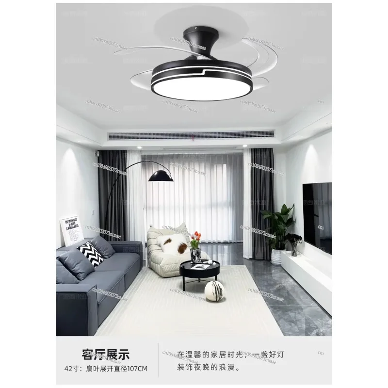 

Invisible Ceiling Fan Lamp, Large Size, Frequency Conversion, Black Lamps, Dining Room, Living Room, Zhongshan