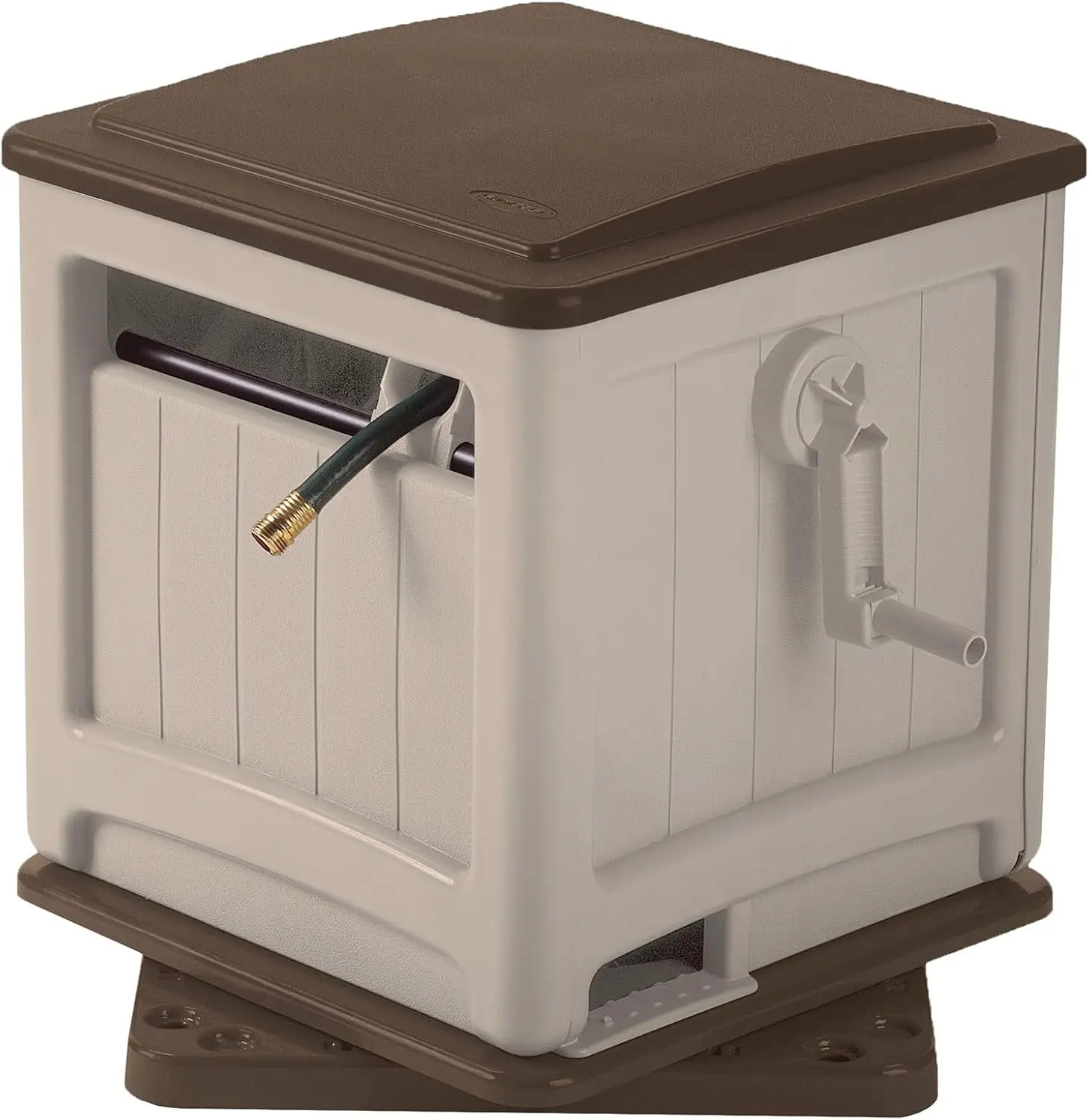 

Swivel Garden Hose Hideaway Cabinet Box 225 Ft Capacity Outdoor Resin Storage Container Automatic Guide Water Pipe Organizer With Manual Crank Handle Mocha Taupe Finish For Lawn Patio Yard