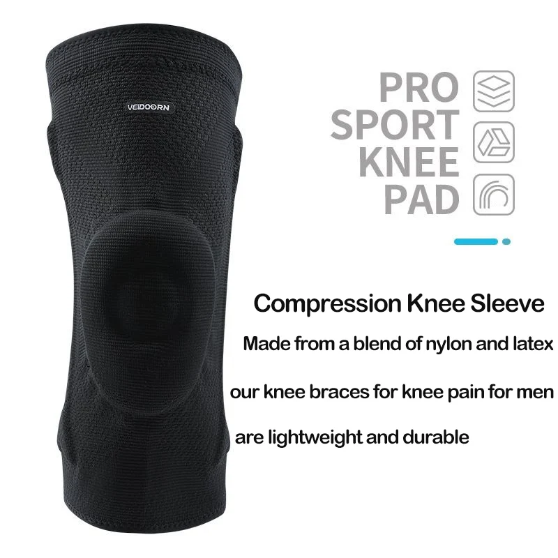 Professional Knee Brace for Pain Relief Compression Knee Sleeve with Silicone Spring Basketball Volleyball Knee Pads