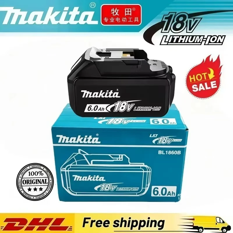 6Ah 100% Original Makita 18V Battery BL1860B Rechargeable Lithium-Ion Battery for Makita 18V Power Tools Replace the Battery.