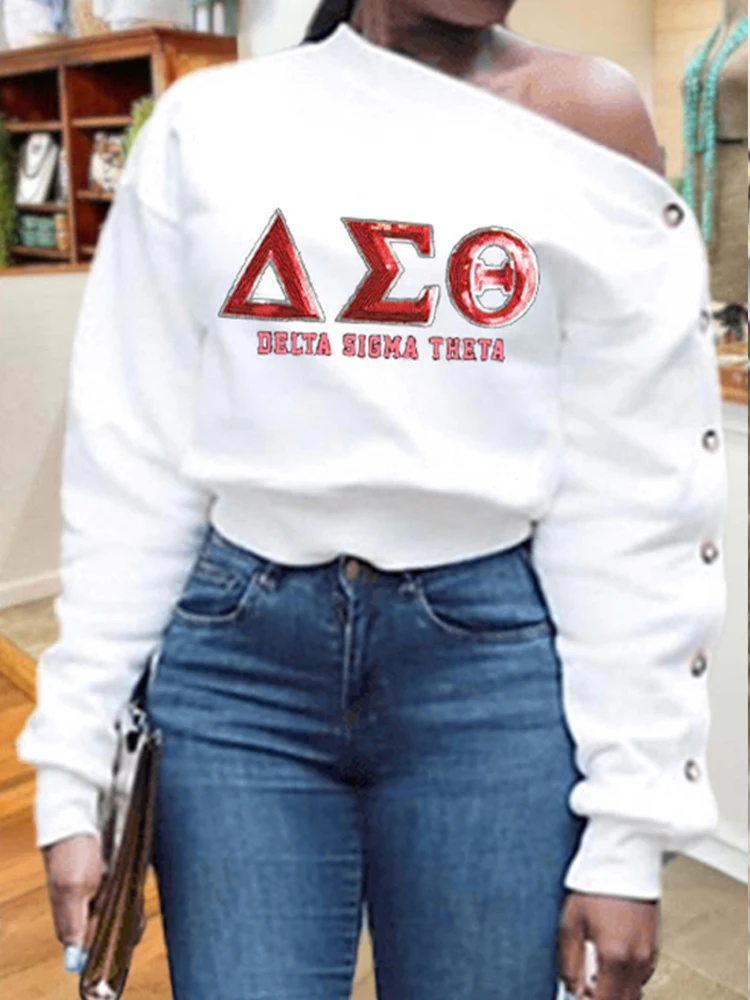 Elegant Button Delta Sigma Theta Print  Sweatshirts