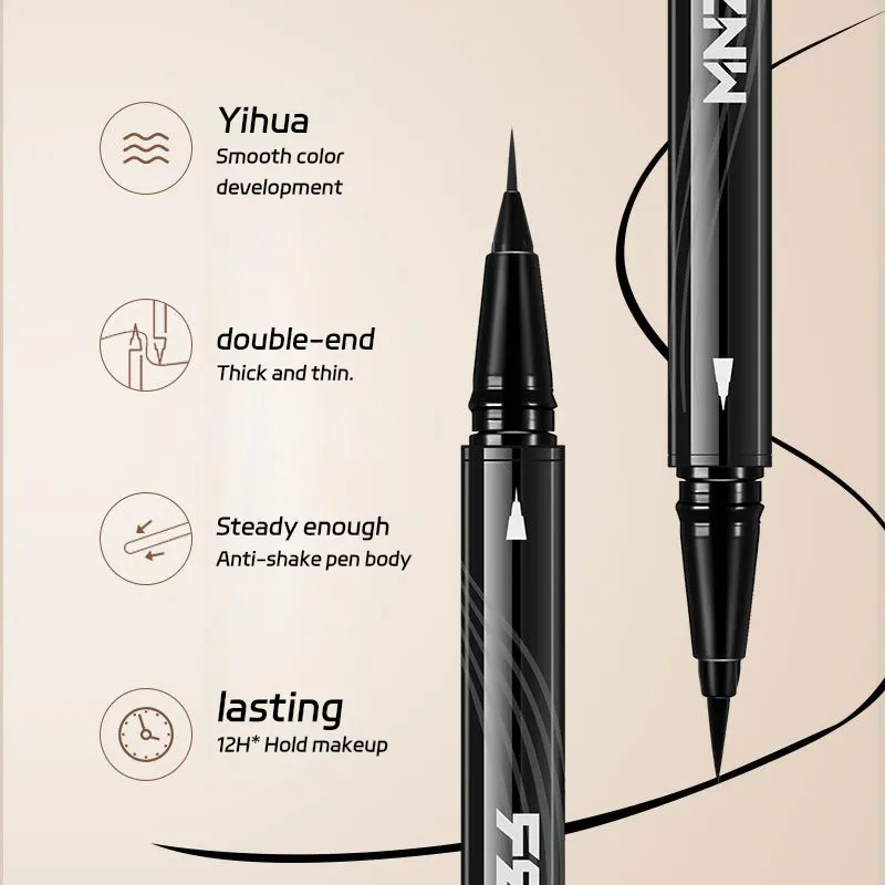 Feotznw Ultradünner, doppelspitzer, matter Eyeliner-Stift, wasserfest, schweißfest, geeignet für Frauen und Mädchen, geeignet für Y2K-Stil.