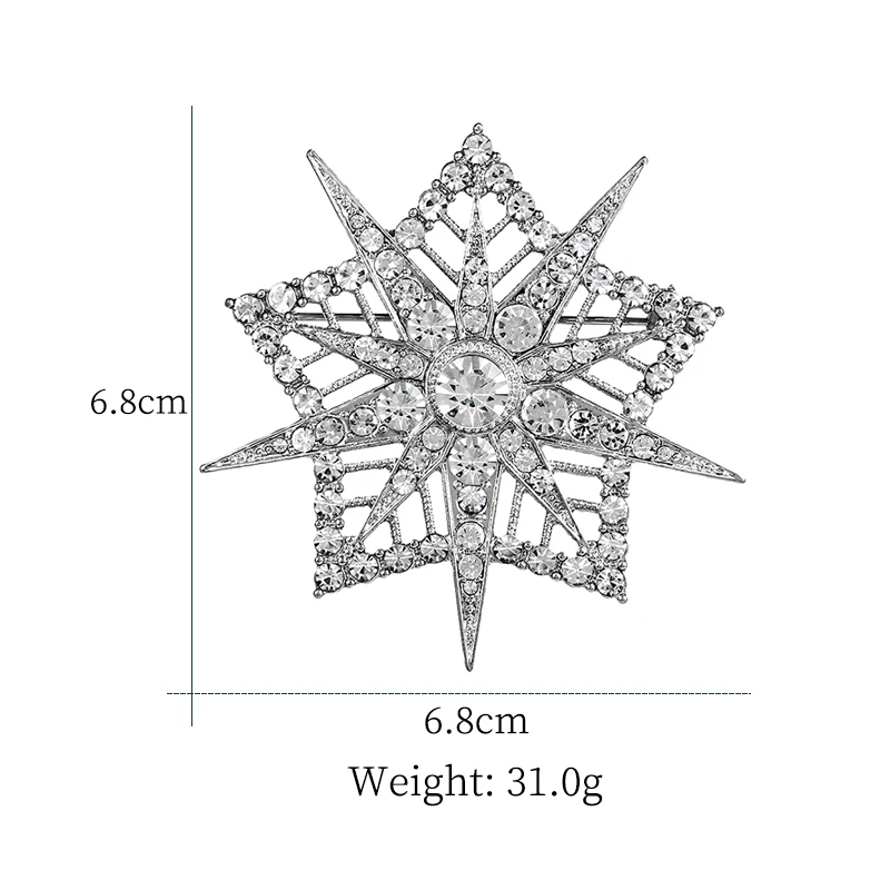 WEIMANJINGDIAN Brand Silver Plated Crystal Rhinestones Starburst Wedding Decor Brooches