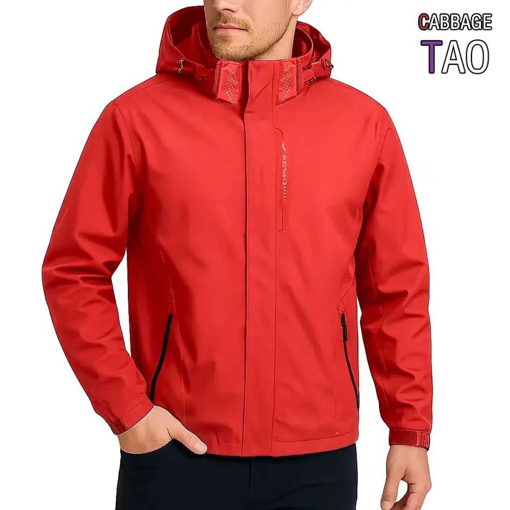 Mens Outdoor Waterproof Hooded Rain Jacket Lightweight Windproof Coat Ideal for Hiking Cycling and Casual Streetwear Top