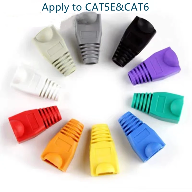 

RJ45 boot 100pcs PVC environmental protection color Cat5e cat6 crystal head sheath rubber plastic sleeve network cable